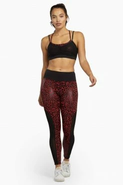 Wolf & Whistle Red Wet Look Leopard High Waist Leggings Activewear