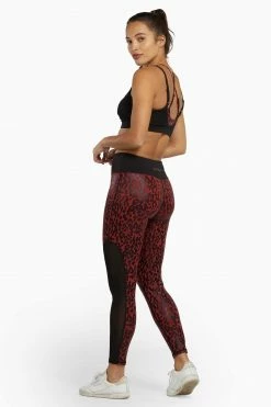 Wolf & Whistle Red Wet Look Leopard High Waist Leggings Activewear