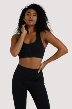Wolf & Whistle Black Zip Front Bra Activewear