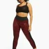 Wolf & Whistle Red Wet Look Leopard HW Leggings Curve Activewear