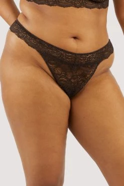 Wolf & Whistle New In Ariana Coffee Lace Thong