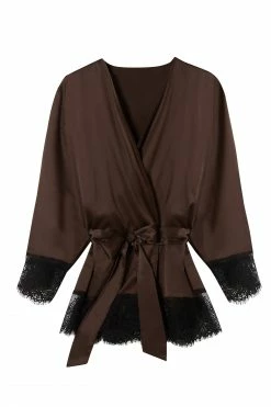 Wolf & Whistle New In Alaia Chocolate Brown Caged Kimono