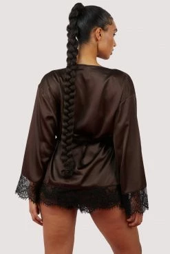 Wolf & Whistle New In Alaia Chocolate Brown Caged Kimono