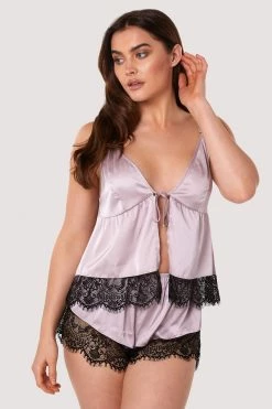 Wolf & Whistle Alaia Mink Caged Cami Pyjama Top & Shorts