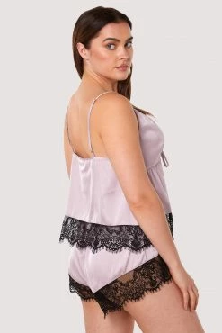 Wolf & Whistle Alaia Mink Caged Cami Pyjama Top & Shorts