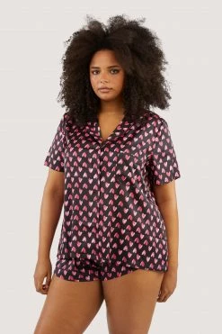 Budget ✨ Wolf & Whistle Heart Print Satin Pyjama Set Nightwear ✔️ 12 Wolf & Whistle Heart Print Satin Pyjama Set Nightwear