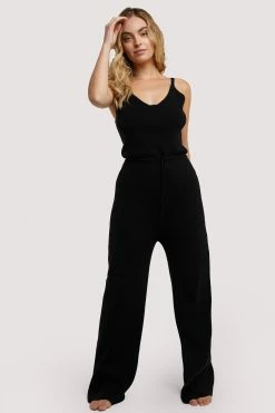 Wolf & Whistle Lounge Black Knitted Jumpsuit Outlet