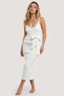 Wolf & Whistle Wolf & Whistle Lounge Ivory Knitted Rib Dress