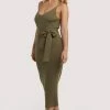 Wolf & Whistle Wolf & Whistle Lounge Khaki Knitted Rib Dress