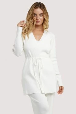 Wolf & Whistle Lounge Ivory Knitted Rib Cardigan