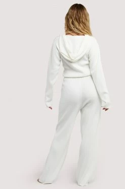 Wolf & Whistle Lounge Ivory Knitted Rib Trousers Wolf & Whistle