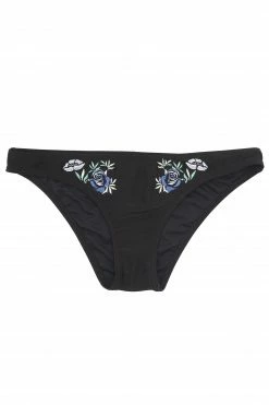 Wolf & Whistle Megan Black Embroidered Bikini Brief Swimwear