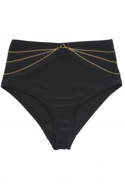 Wolf & Whistle Goldie Black High Waist Brief With Removable Chain