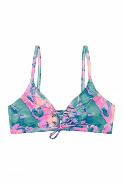 Wolf & Whistle Abstract Marble Eco Tie Front Top B - G Swimwear