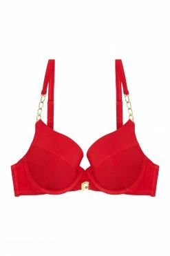 Wolf & Whistle Red Chain Push Up Bikini Top Swimwear