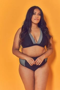 Wolf & Whistle Swimwear Fishnet Panel Bikini Top Curve