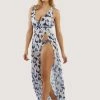 Wolf & Whistle Blue Leopard Beach Dress Swimwear