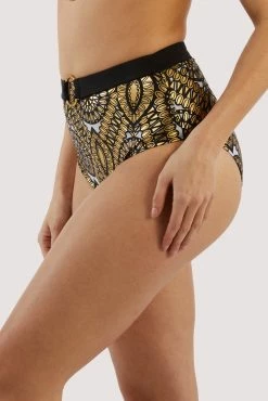 Wolf & Whistle Gold Foil Tile And Black Printed Brief