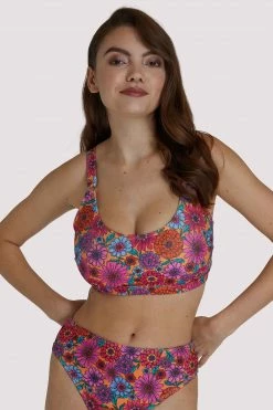 Wolf & Whistle Scarlett Floral Fuller Bust Crop Bikini Top Swimwear