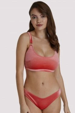 Wolf & Whistle Swimwear Lillian Peach Velvet Fuller Bust Crop Bikini Top