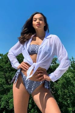 Luxe Palm Tie Front Beach Shirt Swimwear