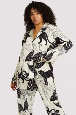 Wolf & Whistle Panther Print Satin Pyjama Set Nightwear