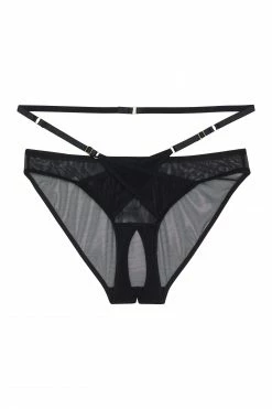 Playful Promises Eddie Black Crossover Wrap Crotchless Brazilian Brief Knickers