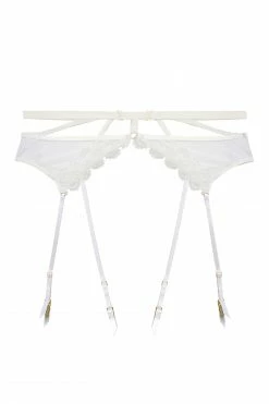 Hustler Esther White Lace Applique Suspender Belt