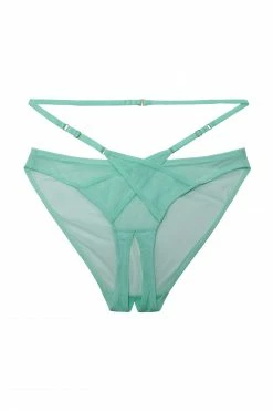 Playful Promises Eddie Aqua Crossover Wrap Crotchless Brief New In