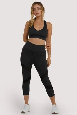 Wolf & Whistle Grey Marl Mesh Panel Crop Leggings