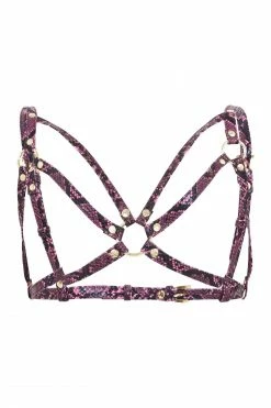 Regalia Open Harness Bra Purple Snake