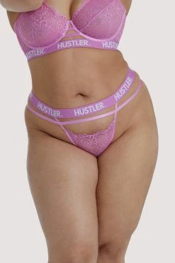 Hustler Branded Pink Curve Lace Thong Everyday Lingerie