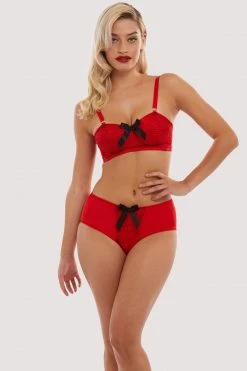 Flash Sale 🛒 Bettie Page Lingerie Elsie Lace High Waisted Brief Red Knickers 😀 9 Bettie Page Lingerie Elsie Lace High Waisted Brief Red Knickers