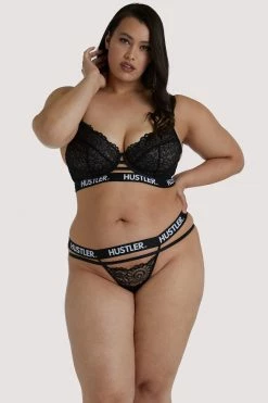 Hustler Branded Black Lace Curve Thong Outlet