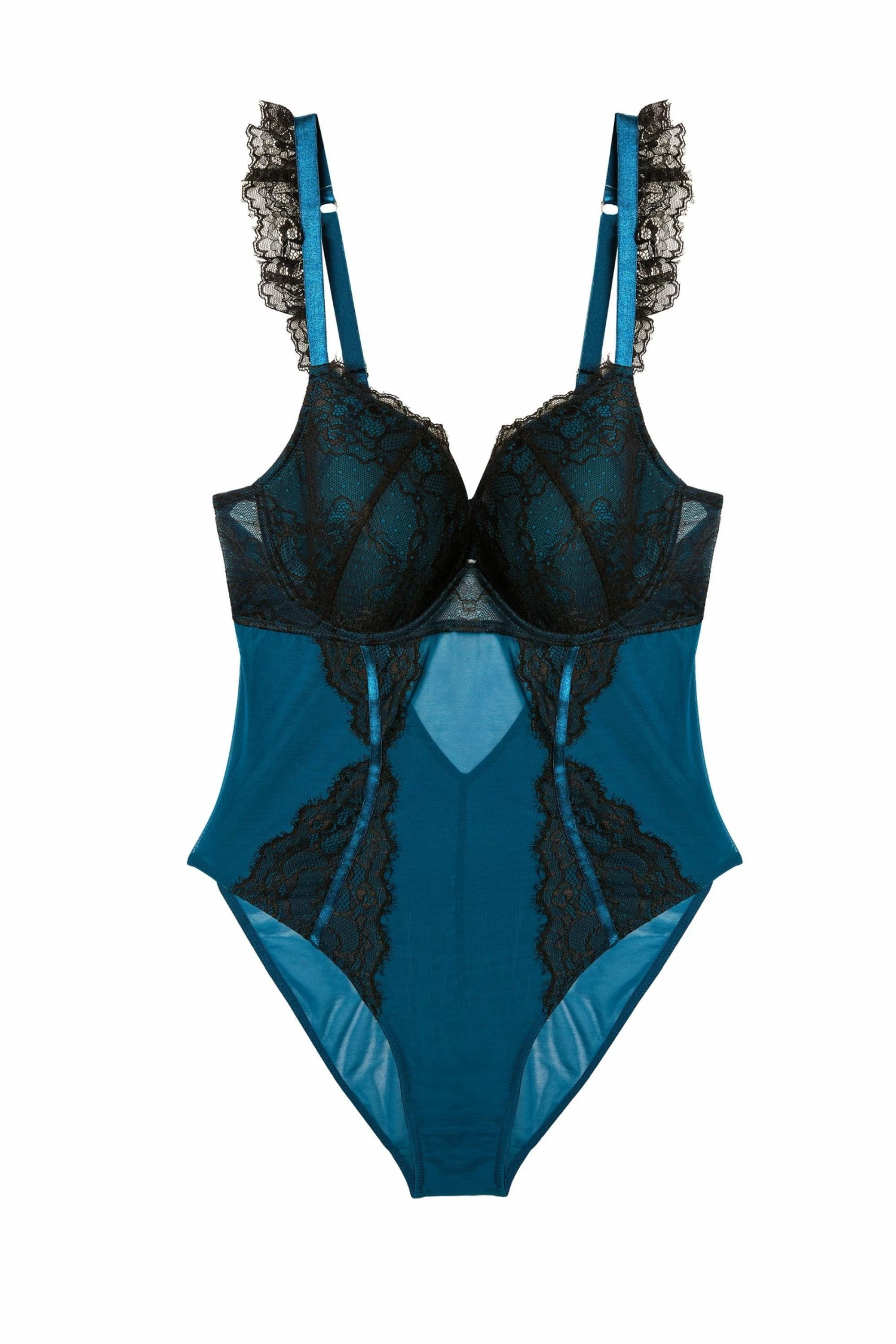 Promo ⭐ FFFB X PP New In Persephone Teal And Black Wired Lace Body ✨ 6 FFFB X PP New In Persephone Teal And Black Wired Lace Body
