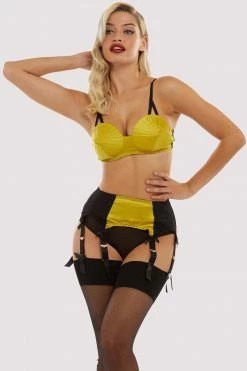 Bettie Page Lingerie Classic Suspender Belt Chartreuse Free Sexy Summer Brief