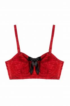 Bettie Page Lingerie Elsie Spiral Stitch Bullet Bra Red