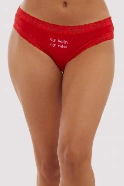 Best deal 👍 Squish Knickers My Body, My Rules Red Embroidered Brief 🌟 9 Squish Knickers My Body, My Rules Red Embroidered Brief