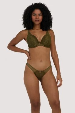 Deja Day Sophia Olive Plunge Push Up Bra New In Bras