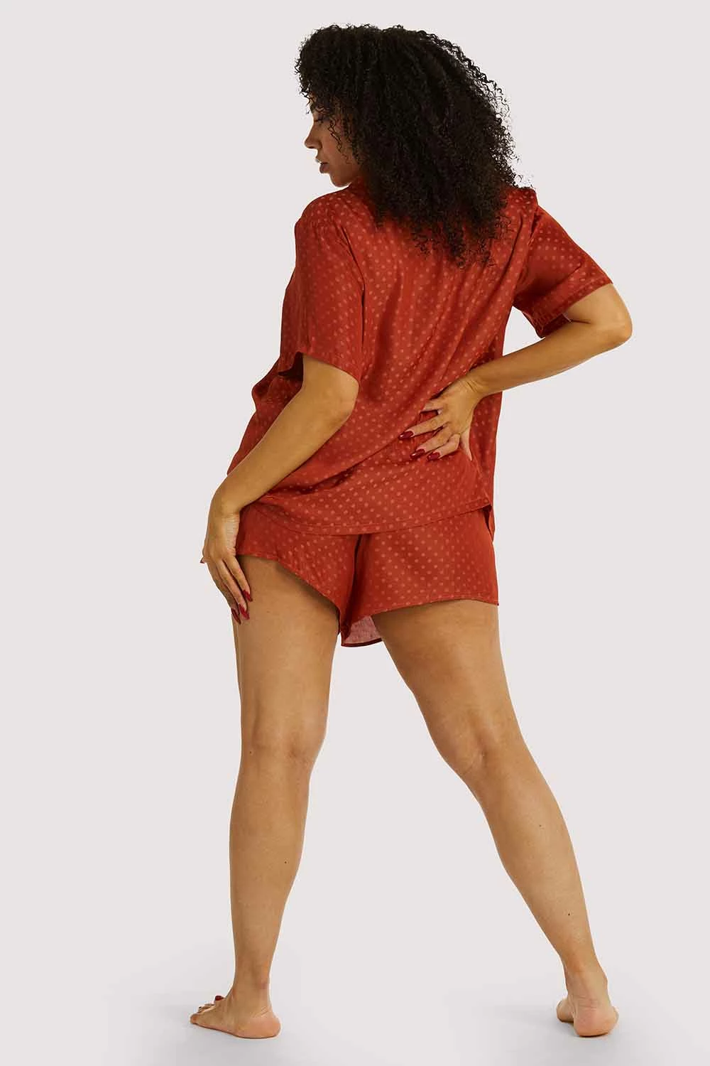 Coupon 🥰 Wolf & Whistle Rust Spot Satin Pyjama Set Nightwear 💯 4 Wolf & Whistle Rust Spot Satin Pyjama Set Nightwear