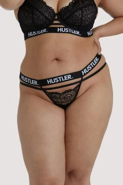 Hustler Branded Black Lace Curve Thong Outlet