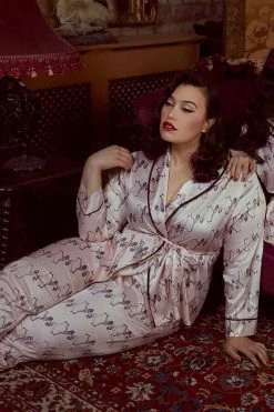 Bettie Page Lingerie Nightwear Showgirl Wrap Tie Pyjama Set