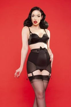 Bettie Page Lingerie Suspenders Satin Girdle