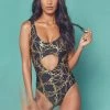 Wolf & Whistle Gold Chain Twist Front Swimsuit