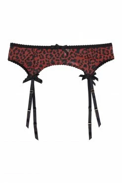 Playful Promises Suspenders Josie Leopard Mesh Picot Suspender Belt Core
