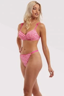 Squish New In Bras Daisy Pink Gingham Balcony Bra