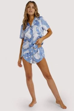 Playful Promises Logan Spector Recycled Blue Statue Satin Shirt