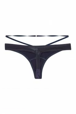Playful Promises Philly Navy Tulip Satin Thong