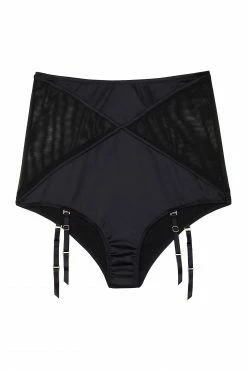 Flash Sale ✨ Playful Promises Knickers Aurora Black Mesh & Satin High Waist Brief ⌛ 19 Playful Promises Knickers Aurora Black Mesh & Satin High Waist Brief