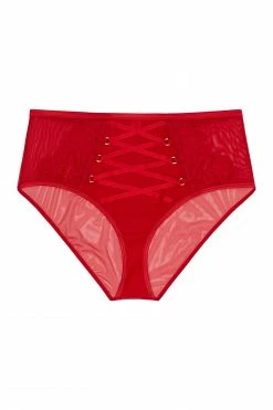 Hot Sale 🧨 Playful Promises Curve Exclusive Kylie Red Lace Up High Waist Knicker ❤️ 8 Playful Promises Curve Exclusive Kylie Red Lace Up High Waist Knicker